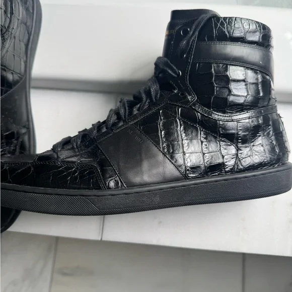 Saint Laurent Black Leather Sneakers - Picture 3 of 5